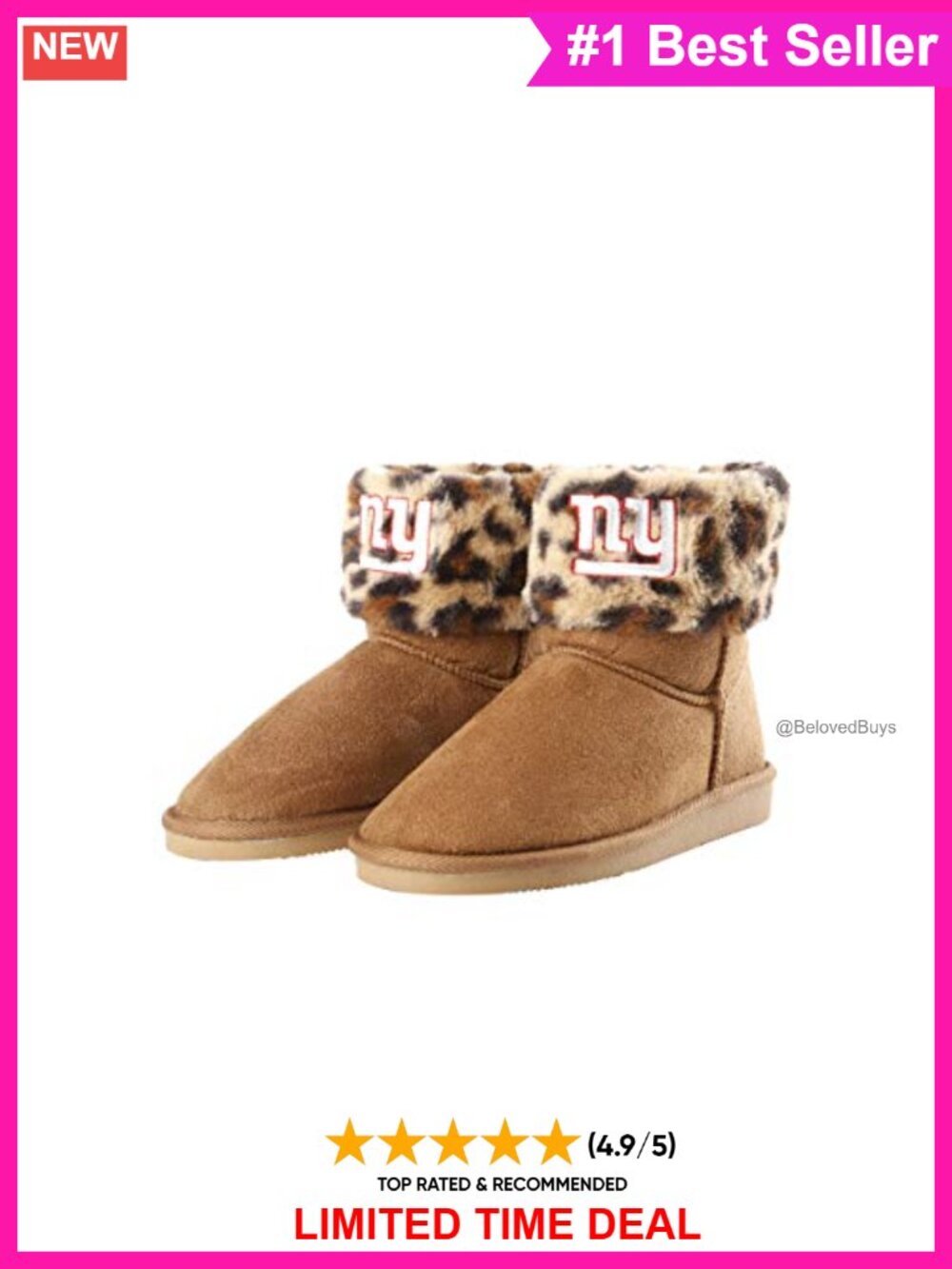 Cheetah Faux Fur Mukluk Boots Embroidered Team Logo Soft Lining